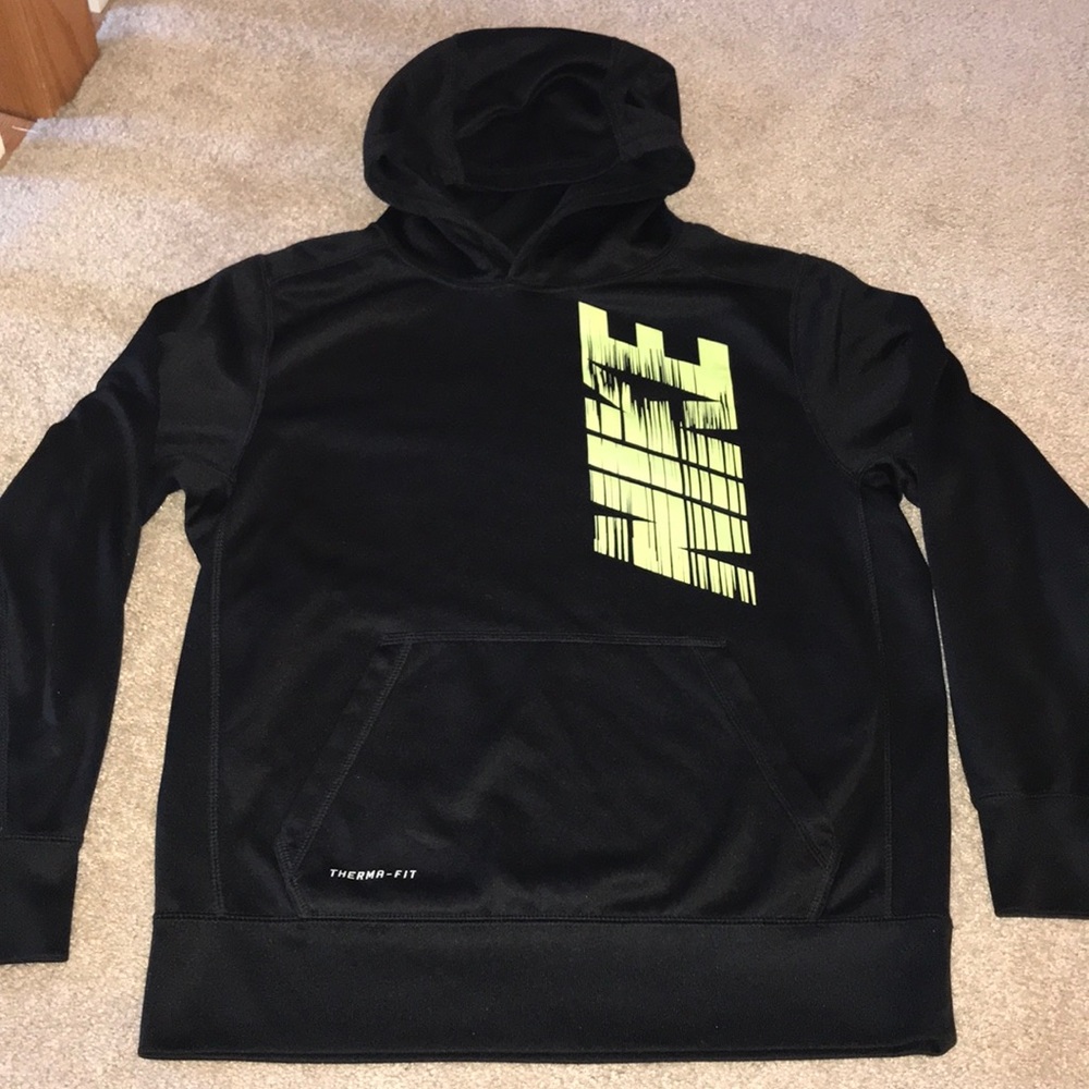 Boys, Nike black & green hoodie. Large